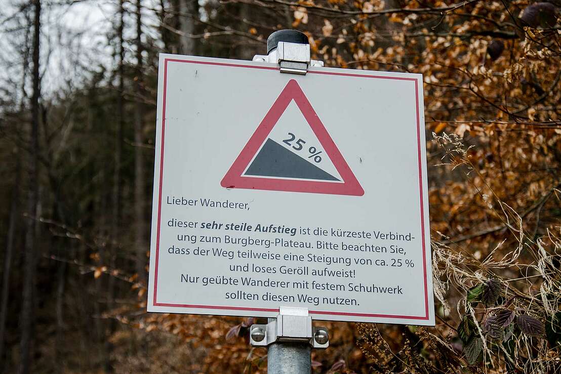 Warnhinweis zum Aufstieg