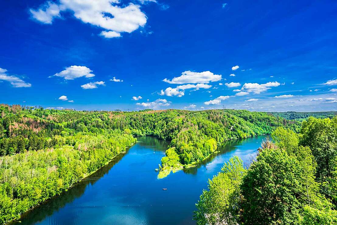 Blick von der Rapbodetalsperre auf den Wendefurth-Stausee