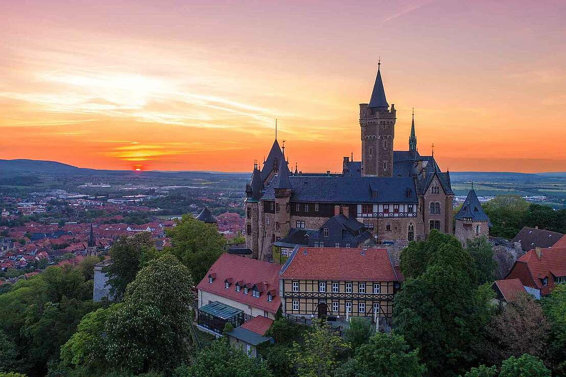 Das Schloss im letzten Abendlicht