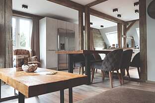 Wohnbereich und Küche im Ursprung