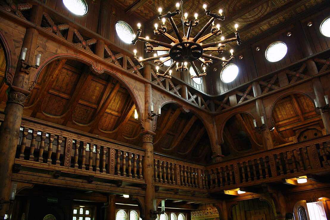 Kirchenschiff der Holzkirche in Hahnenklee-Bockswiese