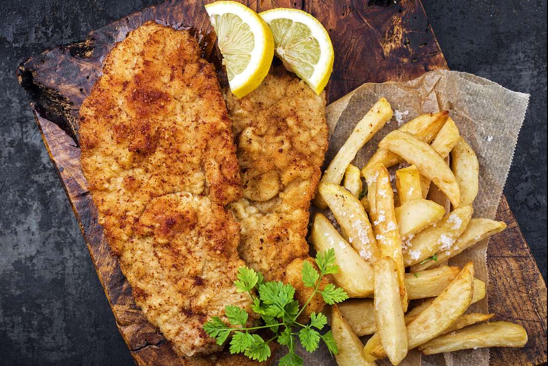 Schnitzel mit Pommes frites