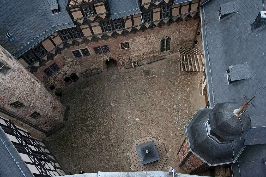 Der Burghof aus der Vogelperspektive