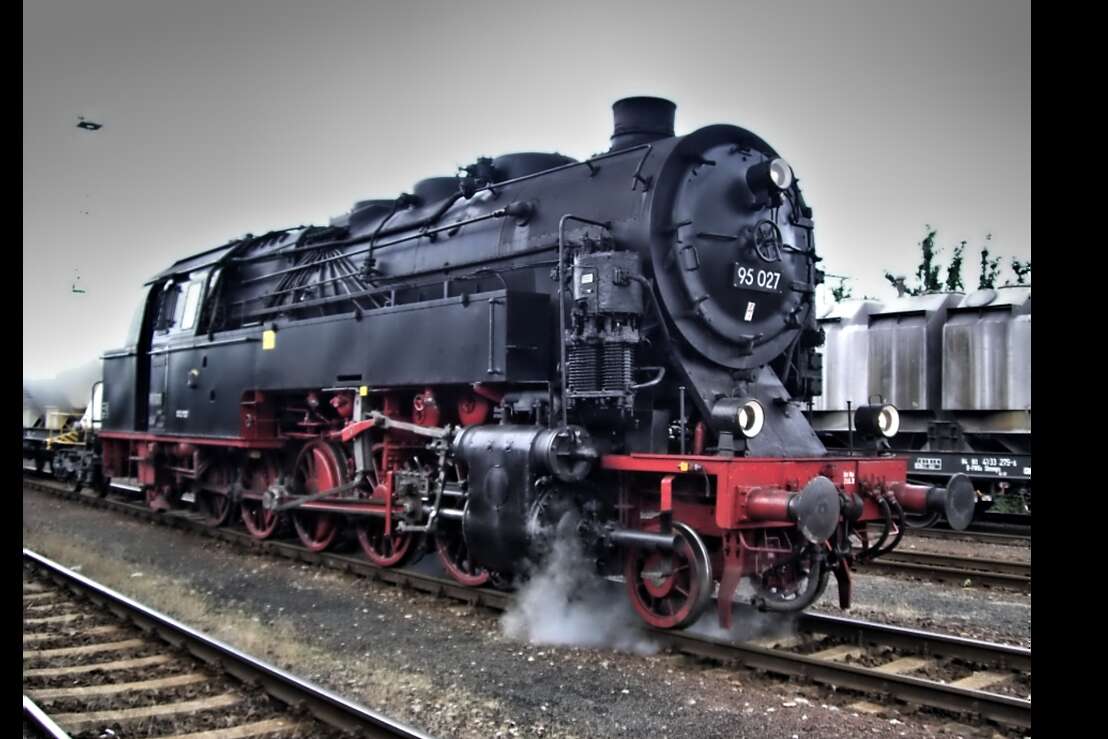 Dampflok 95 027 auf dem Güterbahnhof 