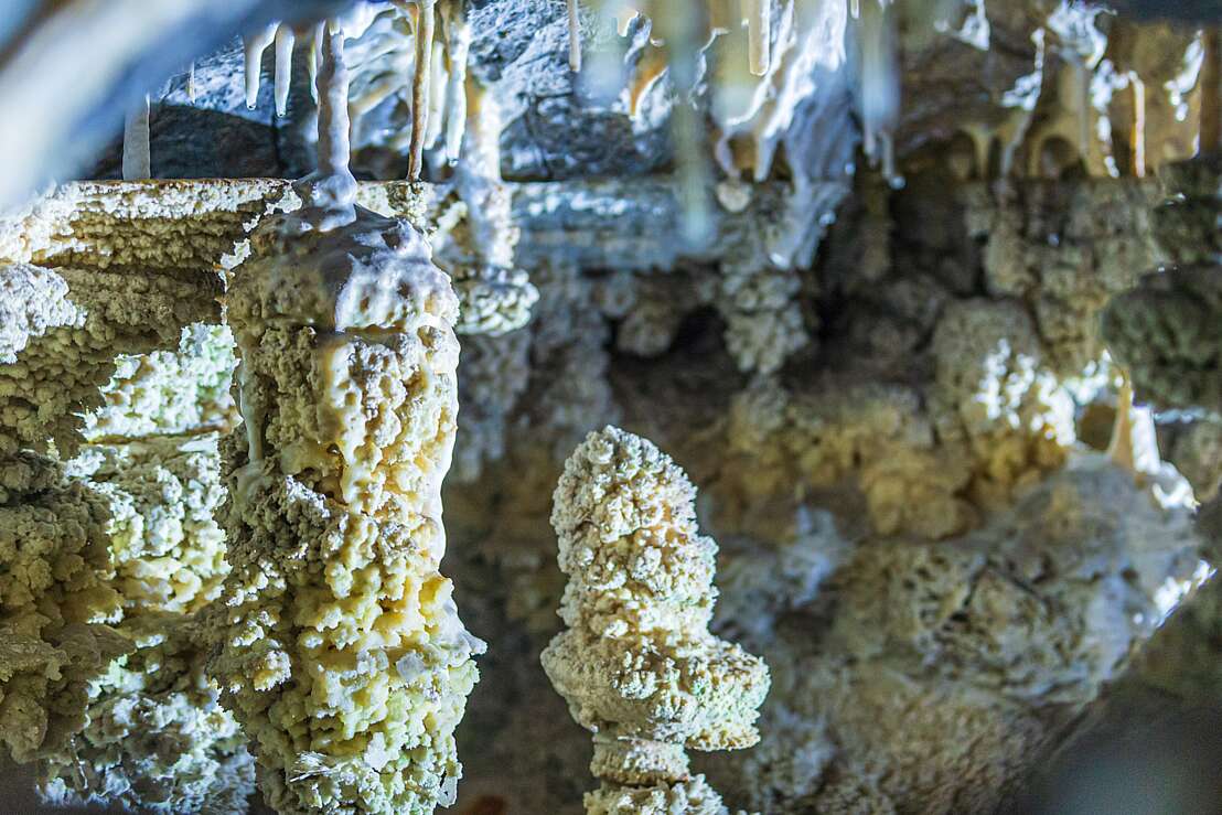 Die Kristallkammer, ein besonderes Highlight in der Hermannshöhle.