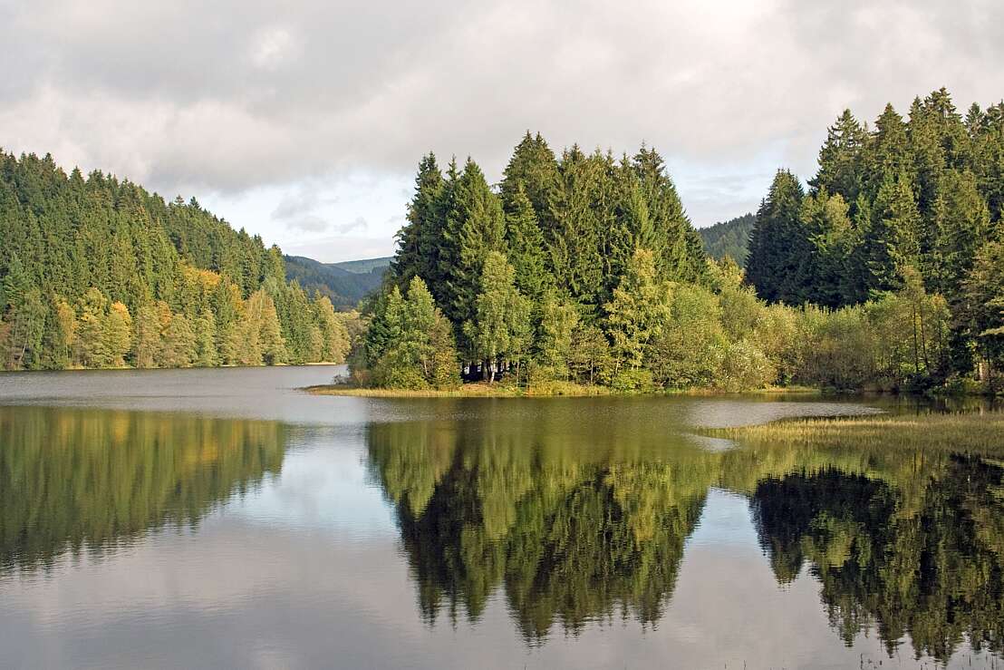 Herbstliche Spiegelung auf dem Sösestausee
