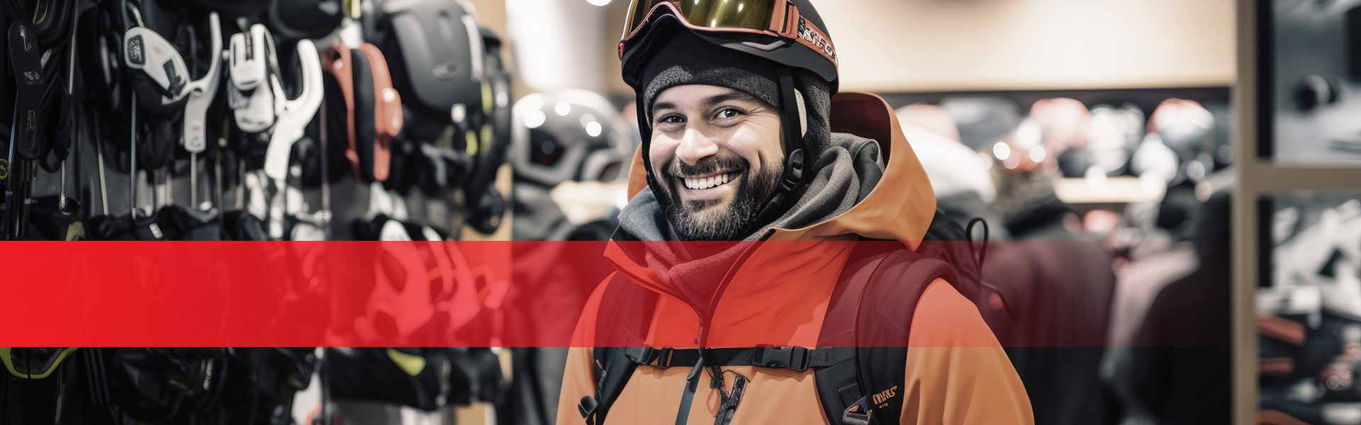 Kategorie Einkaufen Sport & Outdoor - Wintersportler im Sportartikelgeschäft